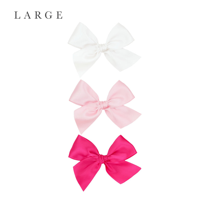 Satin Bow 3 Pack: Baby Pink Clips