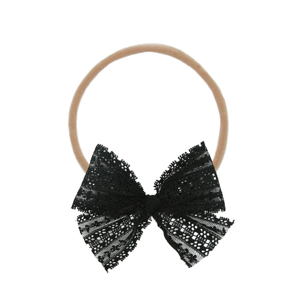 Lace Bow - Black Headband