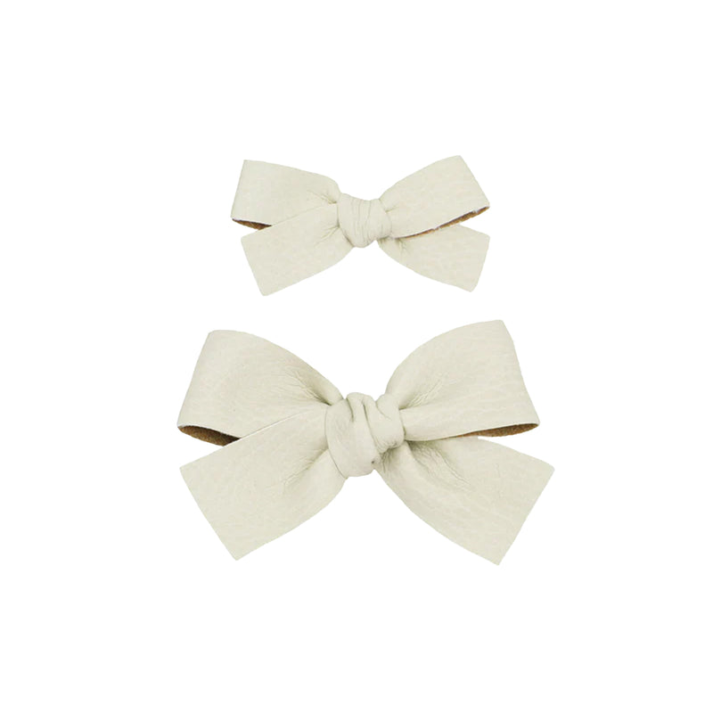 Leather - Ivory Bow Hair Clip