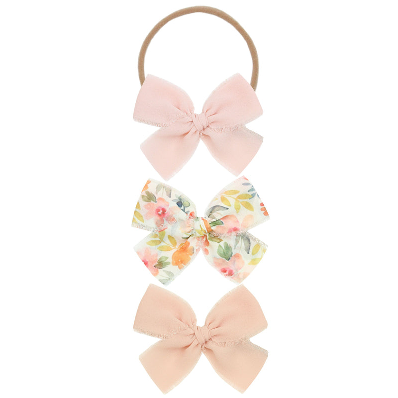 Chiffon Bow 3 Pack: Blush Headbands