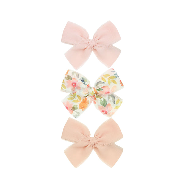 Chiffon Bow 3 Pack: Blush Clips