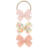 Chiffon Bow 3 Pack: Blush Headbands