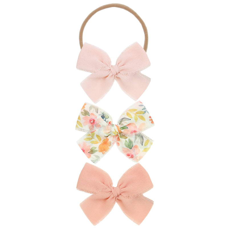 Chiffon Bow 3 Pack: Blush Headbands