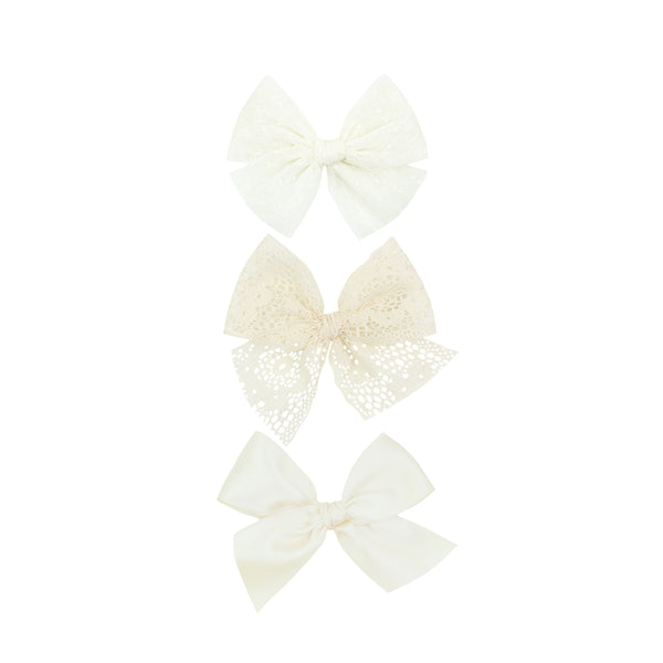 Bow 3 Pack: Cream Clips