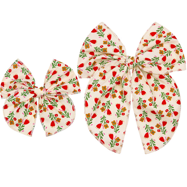 Pre-Order - Heirloom Bow - Red Floral Clip
