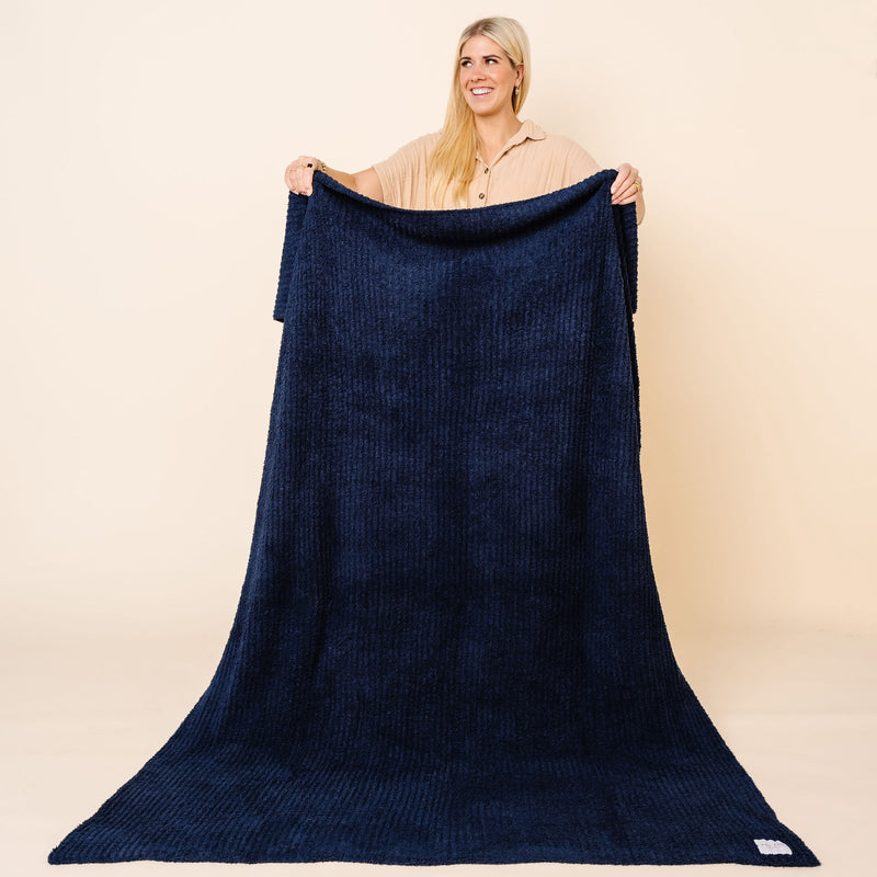 Chenille Blanket - Navy - Adult/Throw