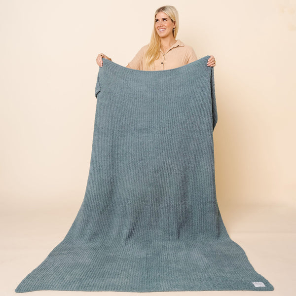 Chenille Blanket - Ocean Blue - Adult/Throw