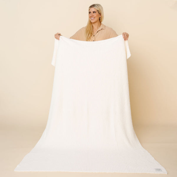 Chenille Blanket - White - Adult/Throw