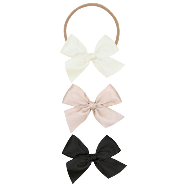 Satin Bow 3 Pack: Primrose Headbands