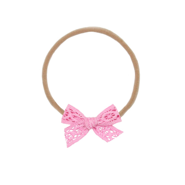 Lace Bow - Mini Bubblegum Headband