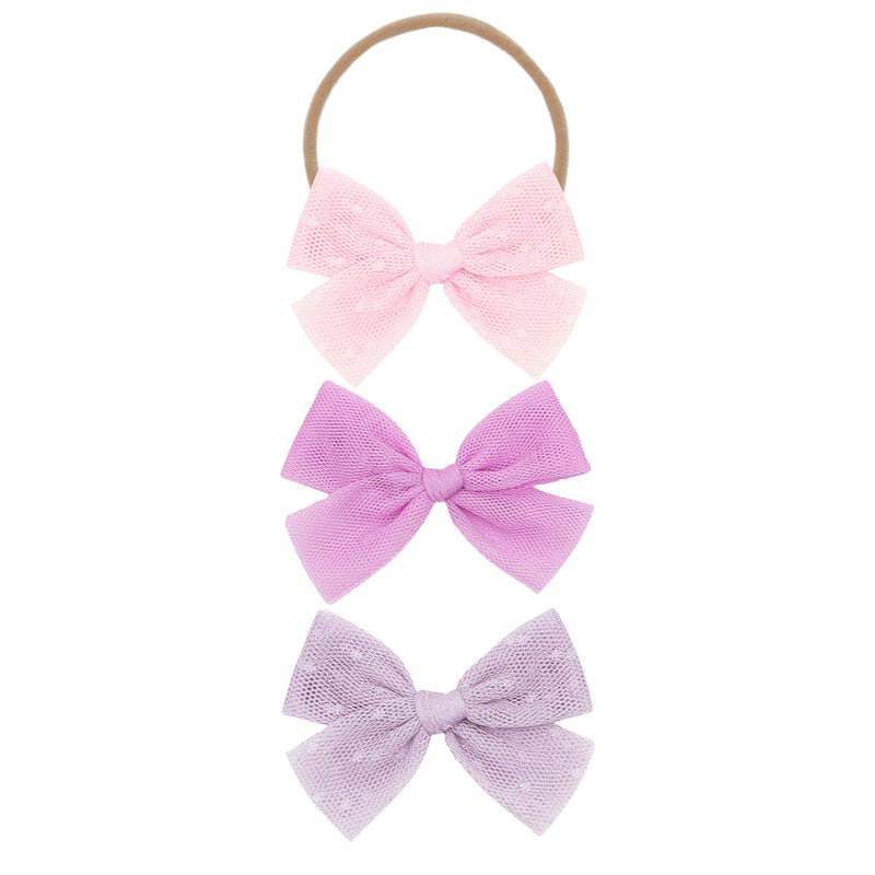 Tulle Bow 3 Pack: Orchid Headbands