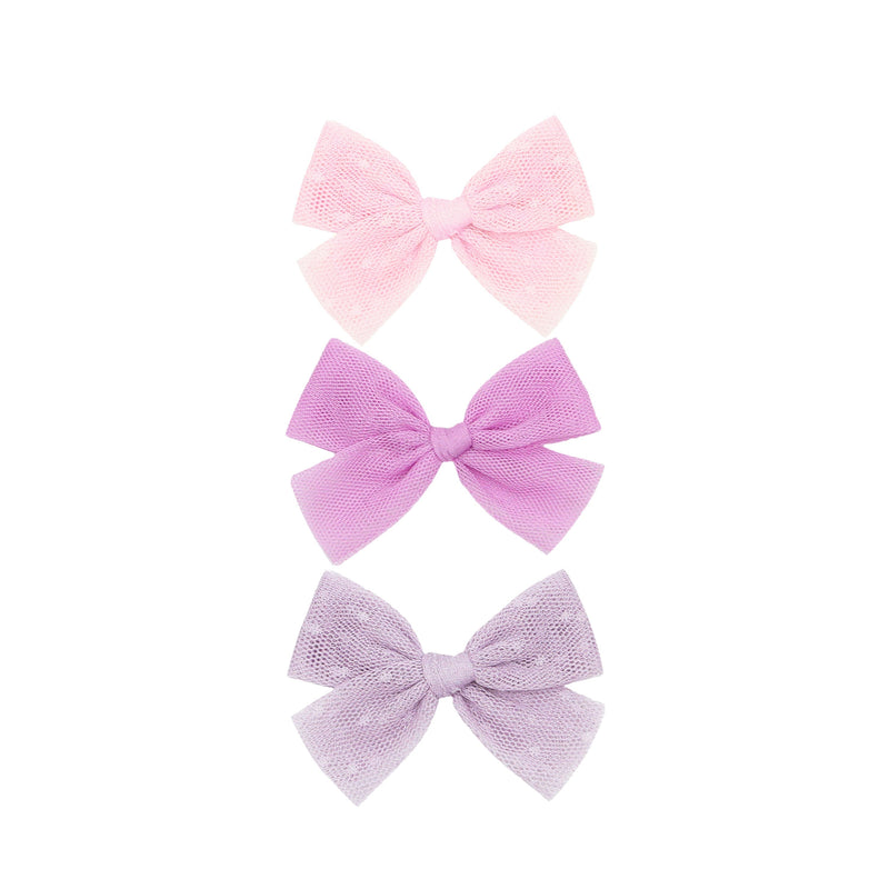 Tulle Bow 3 Pack: Orchid Clips