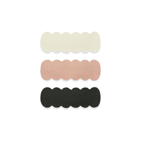Leather 3 Pack - Primrose Scallop Snap Clips