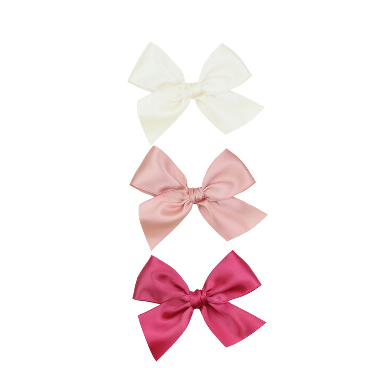 Satin Bow 3 Pack: French Pink Clips