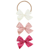 Satin Bow 3 Pack: French Pink Headbands