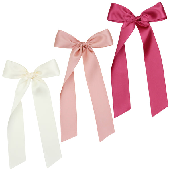 Satin Bow 3 Pack: French Pink Sash Clips