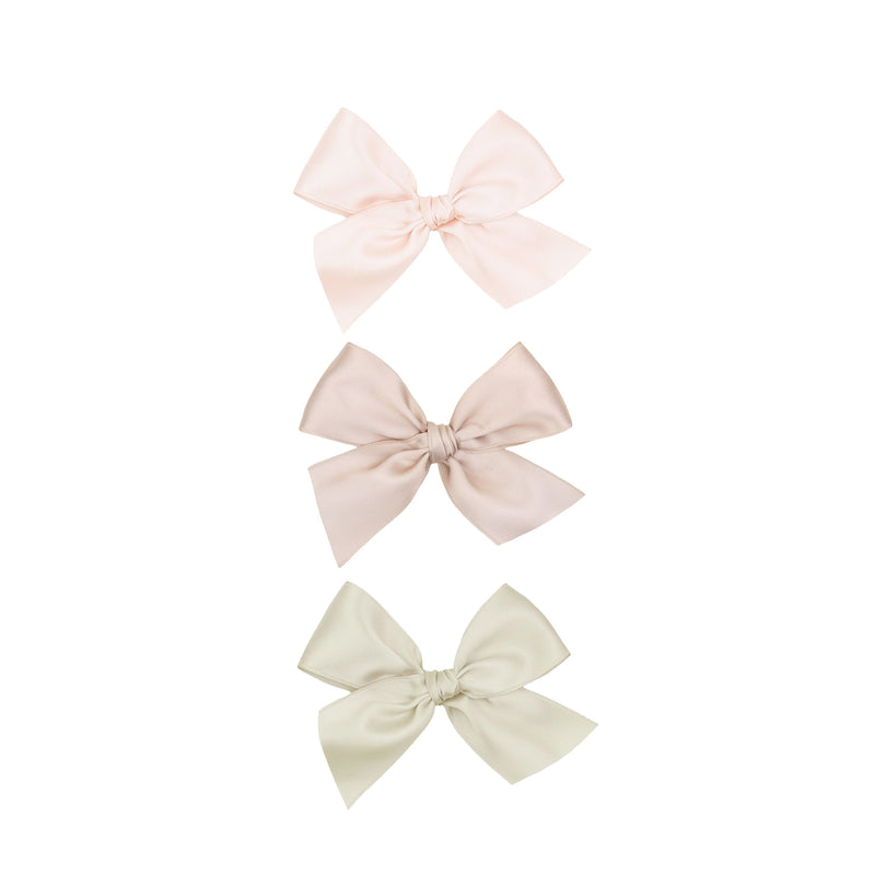 Satin Bow 3 Pack: Blush Clips