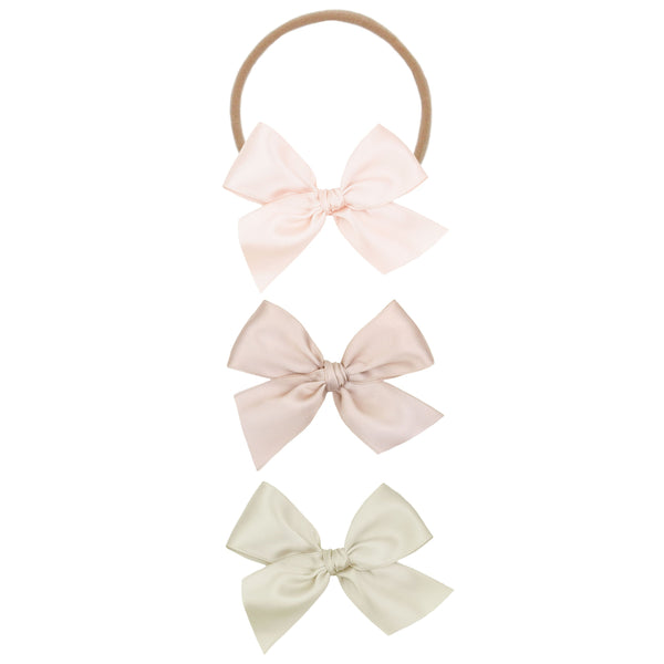 Satin Bow 3 Pack: Blush Headbands