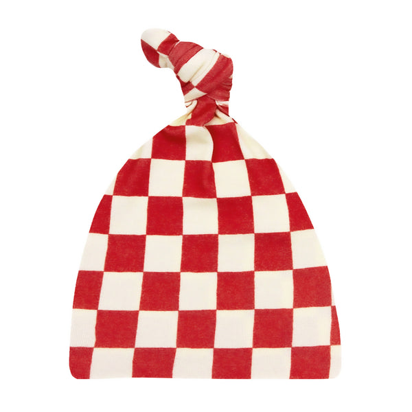 Pre-Order - Red Check Top Knot Hat