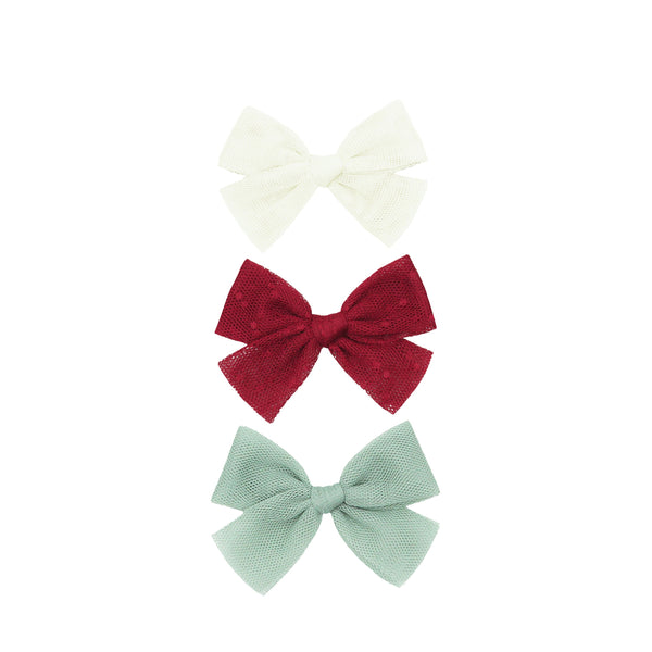 Tulle Bow 3 Pack: Red Dot Clips