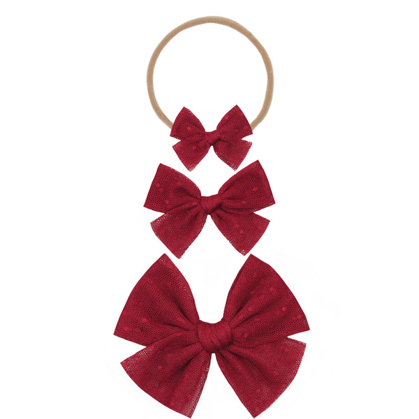 Pre-Order - Tulle Bow - Red Dot Headband