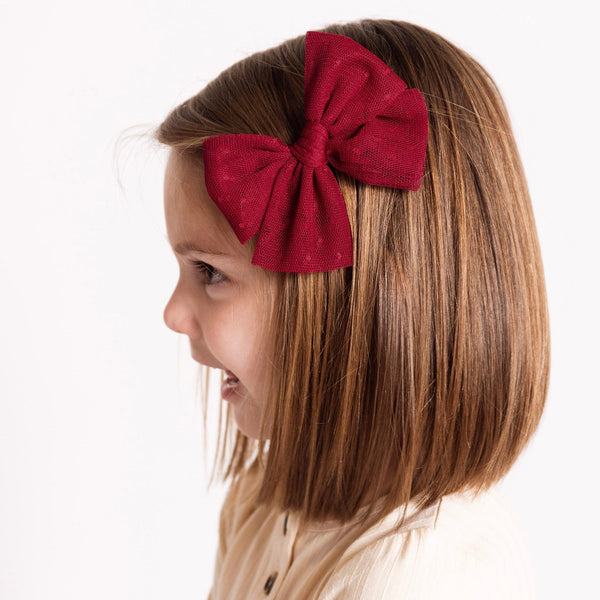 Pre-Order - Tulle Bow - Red Dot Clip