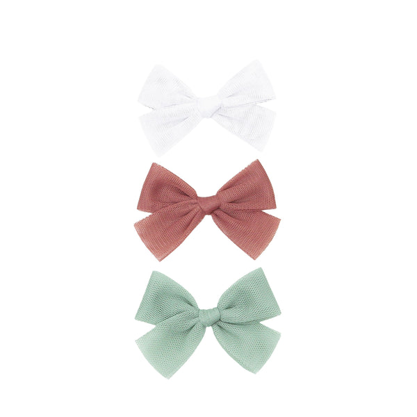 Tulle Bow 3 Pack: Rose Clips