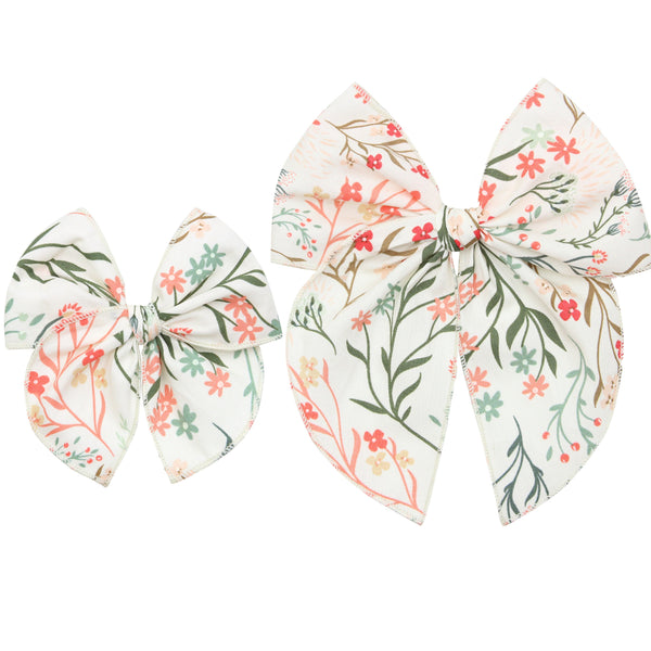 Heirloom Bow - Coral Floral Clip