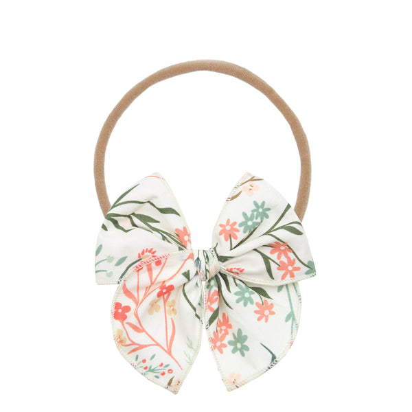 Heirloom Bow - Coral Floral Headband