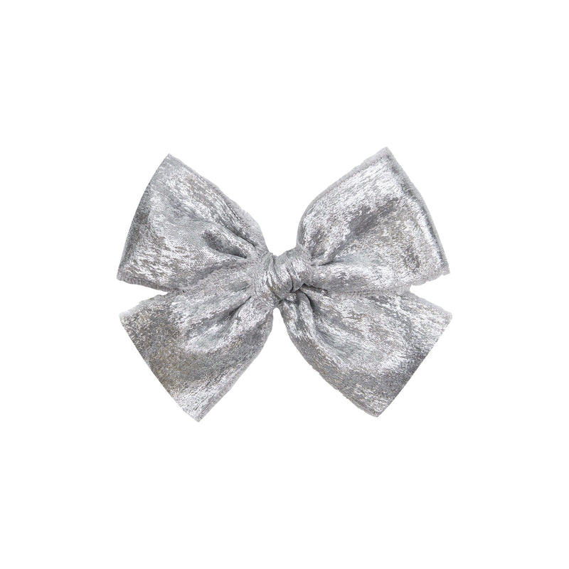 Chiffon Bow - Chrome Shimmer Clip