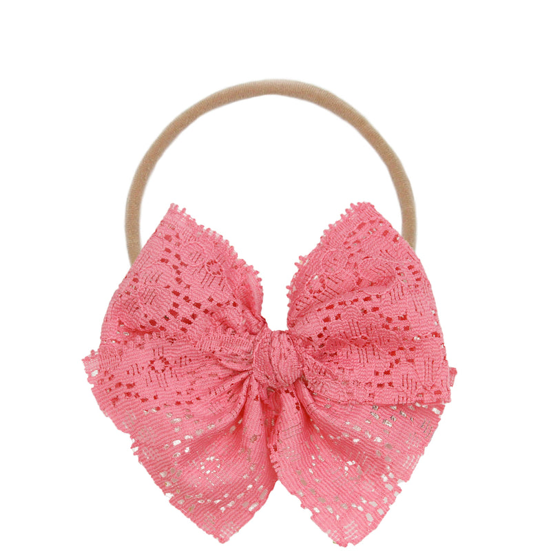 Lace Bow - Taffy Pink Headband