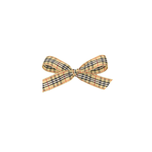 Lace Bow - Tan Plaid Clip