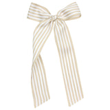 Lace Bow - Tan Stripe Sash Clip