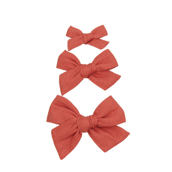 Linen Bow - Persimmon Clip