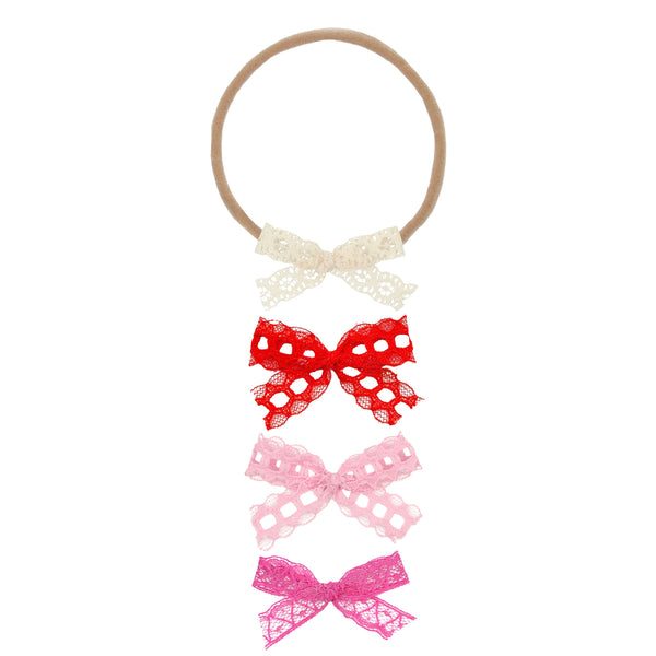 Lace Bow 4 Pack - Valentine's Headbands