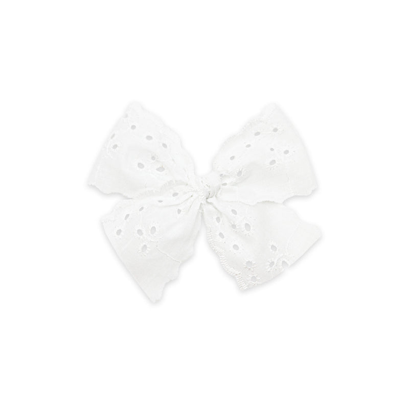 Lace Bow - White Daisy Eyelet Clip