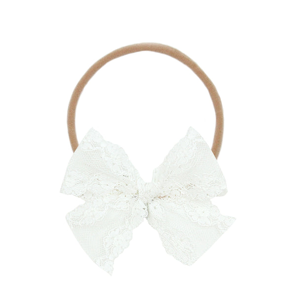 Lace Bow - White Floral Headband