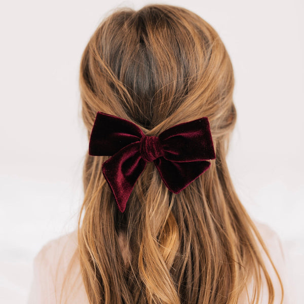 Pre-Order: Velvet - Wine Bow Clip