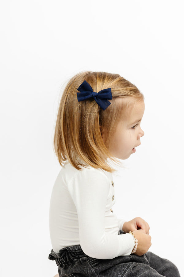 Tulle Bow - Navy Clip
