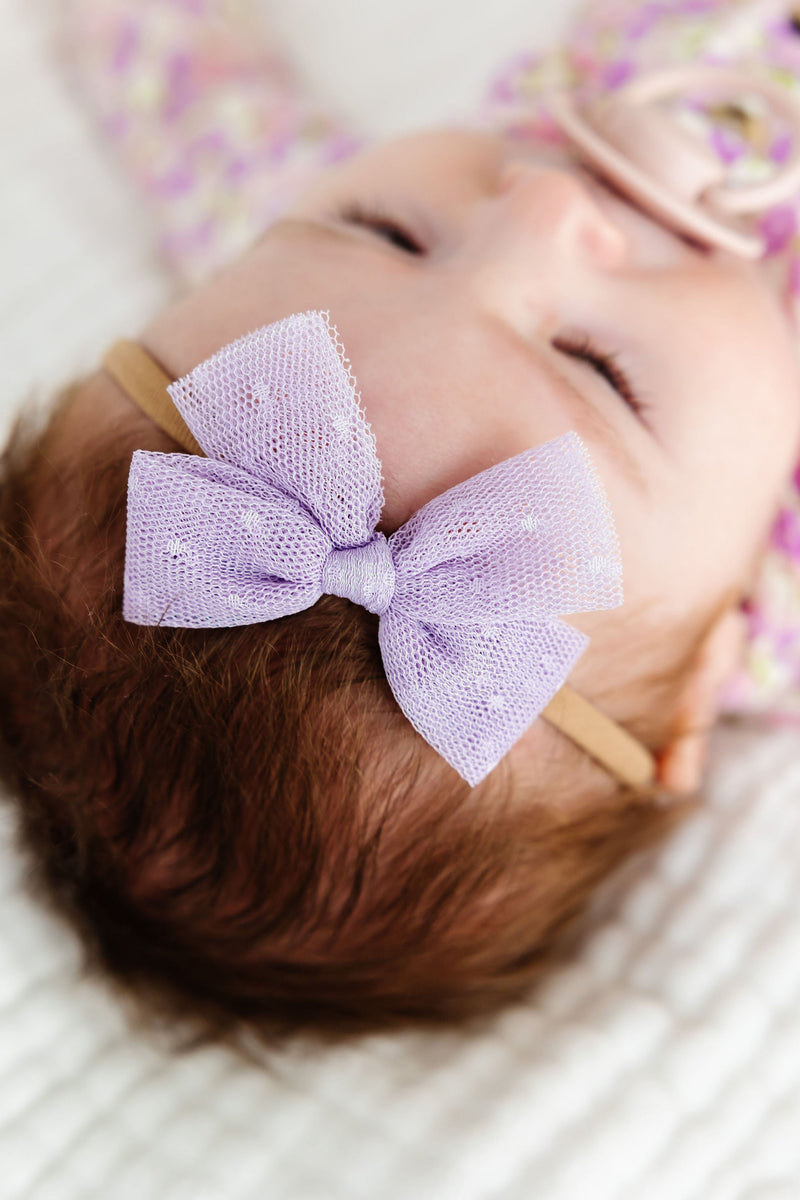 Tulle Bow 3 Pack: Periwinkle Dot Headbands