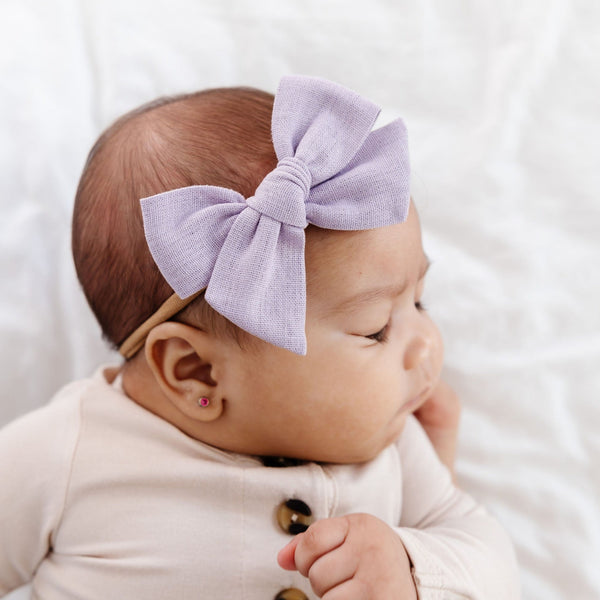 Linen Bow - Lavender Headband