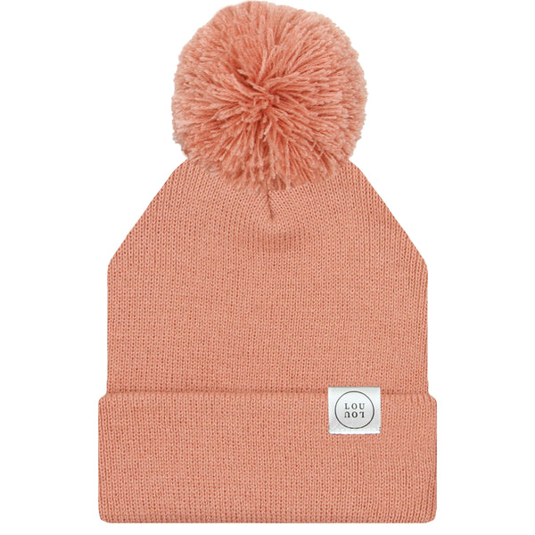 Beanie with Pom - Salmon Pink