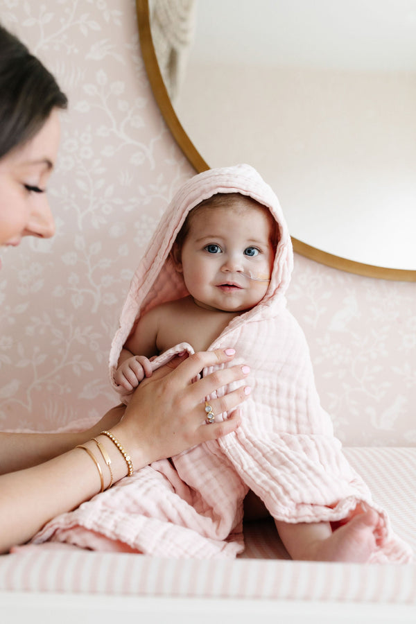 Infant Hooded Bath Towel - Blush