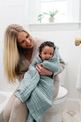 Infant Hooded Bath Towel - Steel