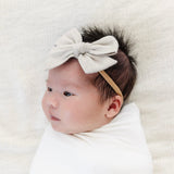 Linen Bow 3 Pack: Stone Headbands