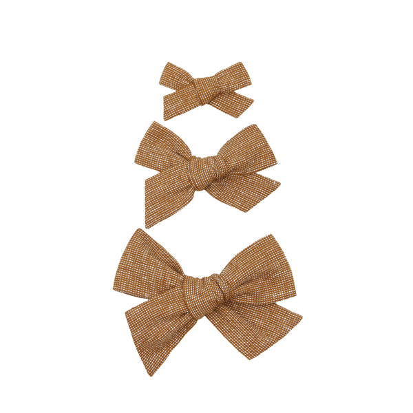 Linen Bow - Cinnamon Chambray Clip