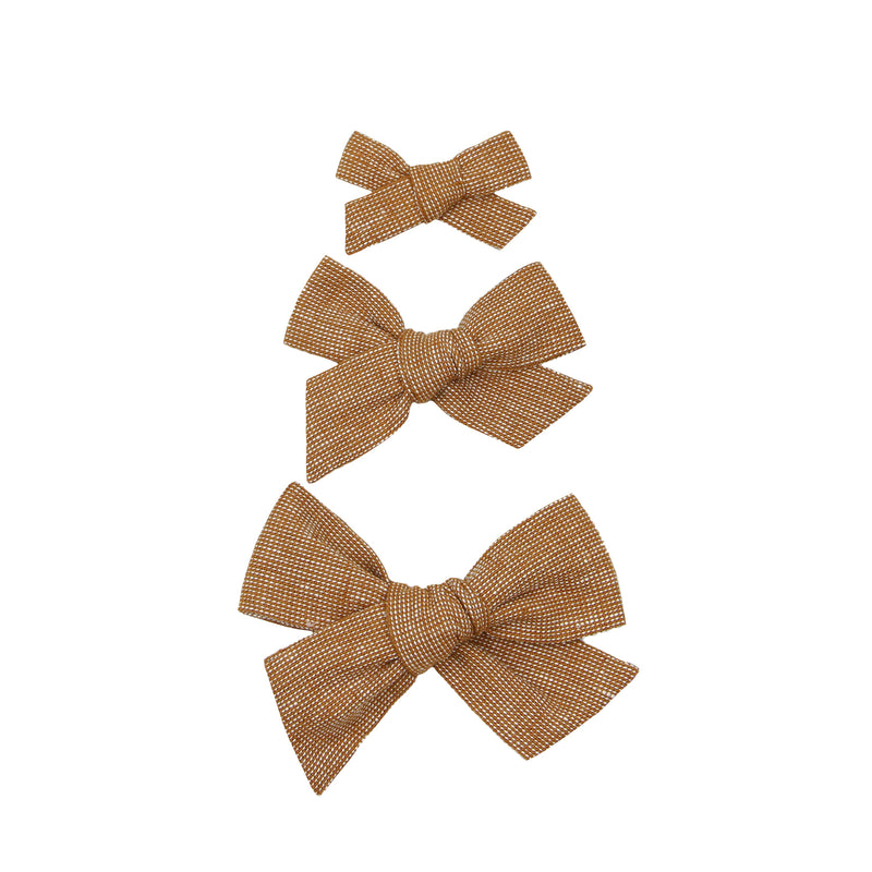 Linen Bow - Cinnamon Chambray Clip