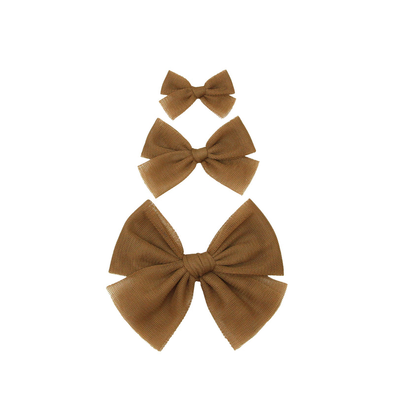 Tulle Bow 3 Pack: Cinnamon Clips