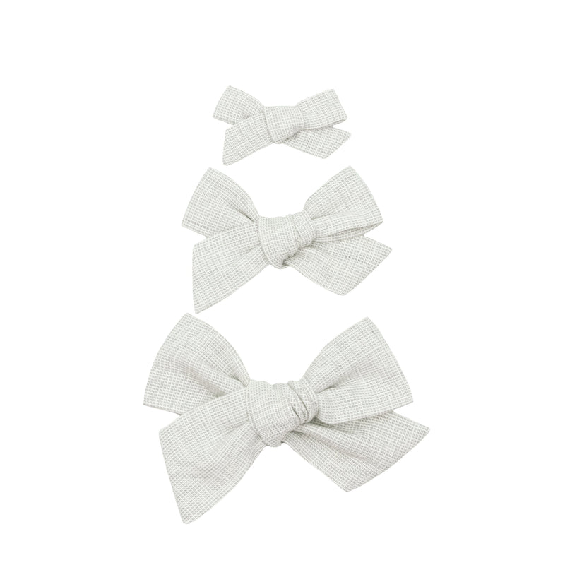 Linen Bow 3 Pack: Grey Chambray Clips