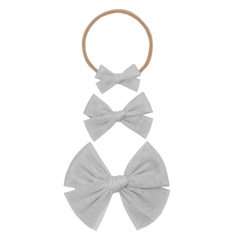 Tulle Bow 3 Pack: Cloud Dot Headbands
